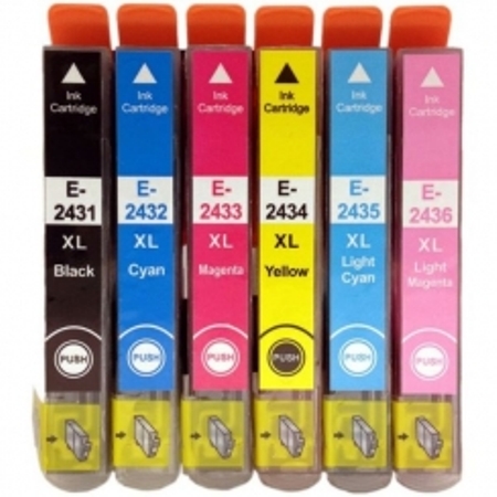 Cartouches d’encre compatibles Epson T2438 – 24 XL – Éléphant – Pack 6 Couleurs