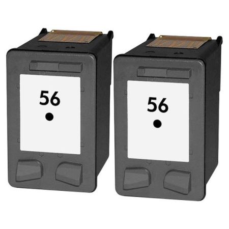 2 Cartouches d’encre compatibles HP 56 – C6656A – HP56 – Noir