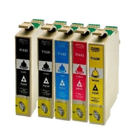 5 Cartouches d'encre compatibles Epson T1636 - 16XL - Stylo plume - 4 couleurs XL
