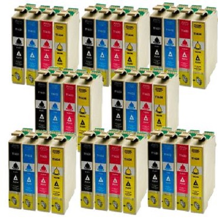 32 Cartouches d'encre compatibles Epson T1636 - 16XL - Stylo plume - 4 couleurs XL