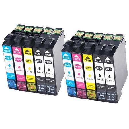 10 Cartouches d’encre compatibles Epson 502 XL – Jumelles –  4 couleurs