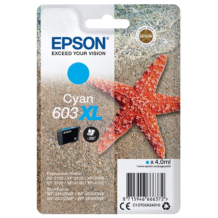 EPSON Cartouche d'encre 603 XL - Etoile de mer - Cyan XL C13T03A24010