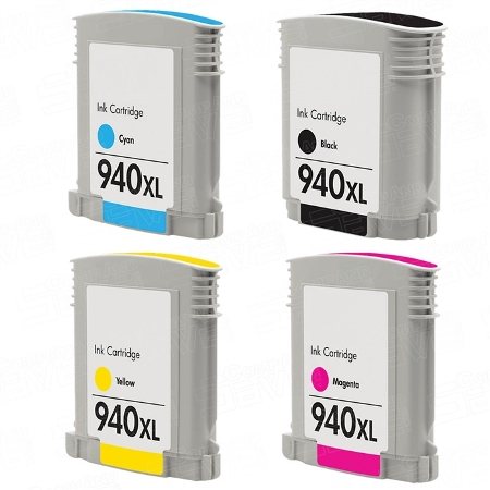 940 - Cartouche d’encre équivalent HP-940XL compatible (HP940) Pack 4 couleurs
