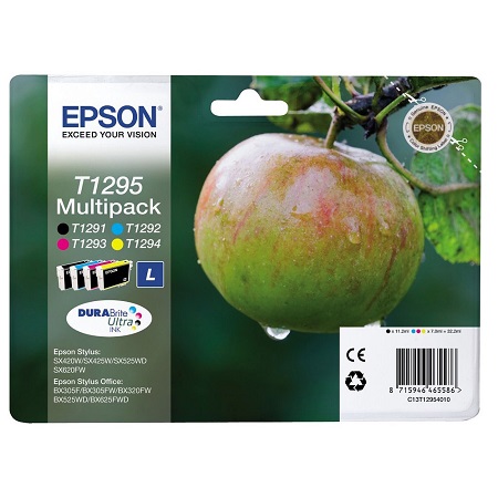 Cartouche d’encre originale Epson T1295 – série Pomme – C13T12954010  Pack 4 couleurs