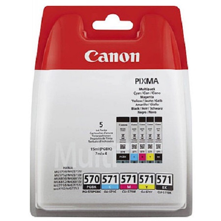 Cartouche d’encre originale Canon PGI-570BK - CLI-571 - 0372C004 - Pack 5 Cartouches