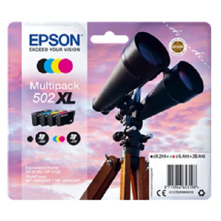 Pack de 4 cartouches d’encre originales – EPSON 502 XL –  4 Couleurs – (C13T02W64010) – XL